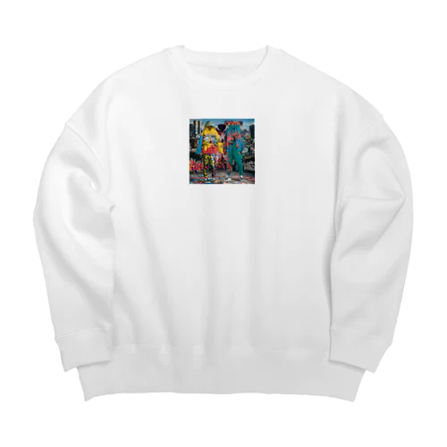 Urban Rainbow: Bold Hip-Hop Fashion Big Crew Neck Sweatshirt