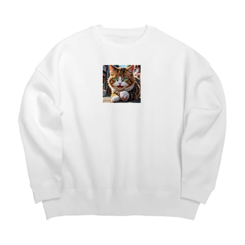 何かしようとしてる猫 Big Crew Neck Sweatshirt