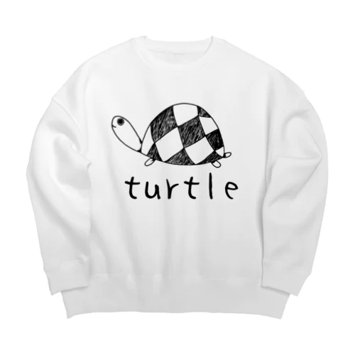 turtle 可愛い手書きの亀のイラスト Big Crew Neck Sweatshirt