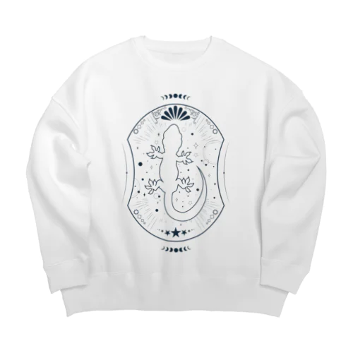 幻想的なトカゲ～blue line Ver.～ Big Crew Neck Sweatshirt