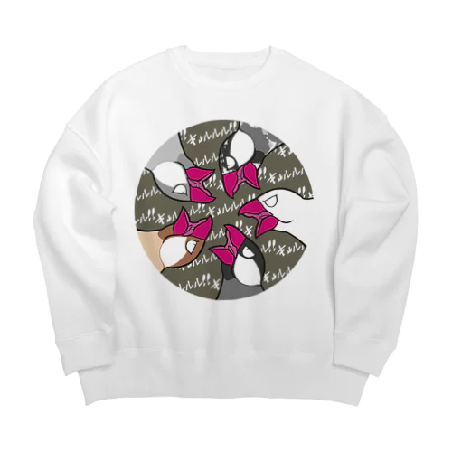 怒れる五羽の文鳥！！ Big Crew Neck Sweatshirt