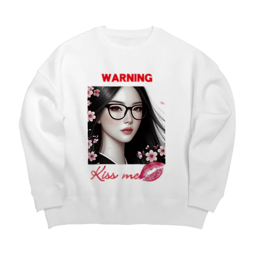 Warning KISS ME Big Crew Neck Sweatshirt