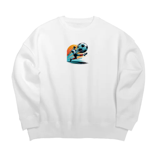 夕日を背にサッカーボールを蹴りシュート Big Crew Neck Sweatshirt