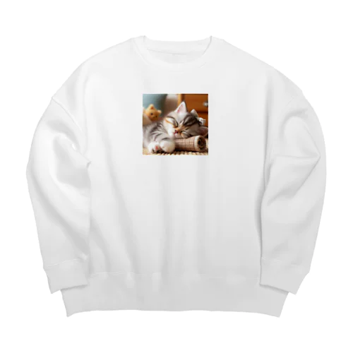 眠るにゃんこ😺zzz Big Crew Neck Sweatshirt