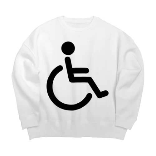 車椅子マーク（黒） Big Crew Neck Sweatshirt