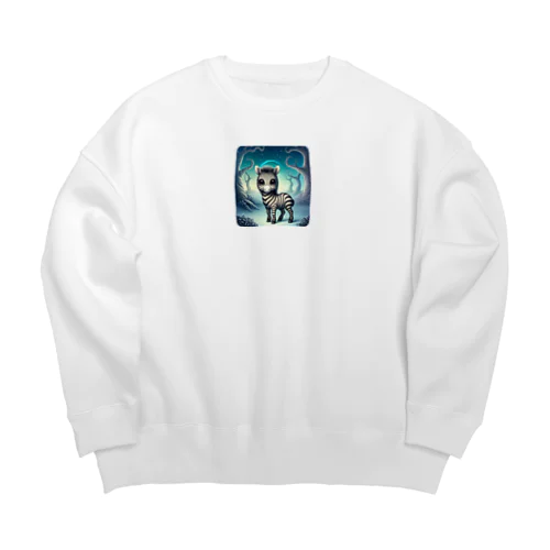 不気味で可愛いシマウマ001 Big Crew Neck Sweatshirt