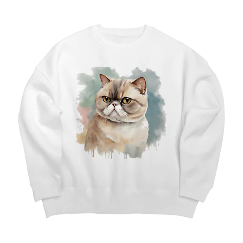 猫　ストリートアート風 Big Crew Neck Sweatshirt