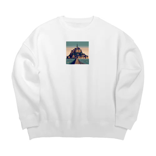 モン・サン・ミシェル（pixel art） Big Crew Neck Sweatshirt