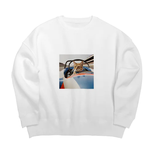 スピードスターにゃんこ Big Crew Neck Sweatshirt