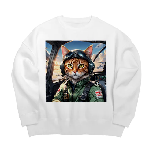 パイロット猫 Big Crew Neck Sweatshirt