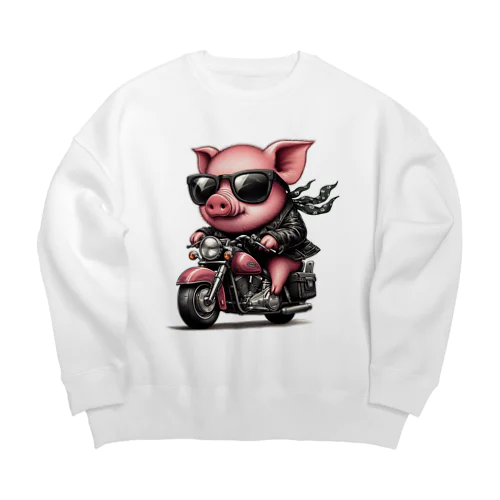 ぶたライダー Big Crew Neck Sweatshirt