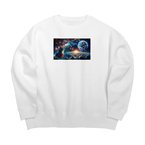 星を見つめる猫 Big Crew Neck Sweatshirt