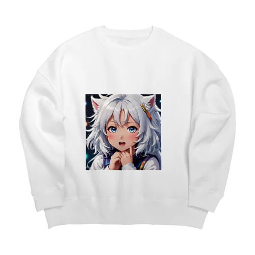 もふもふの美少女甘える Big Crew Neck Sweatshirt