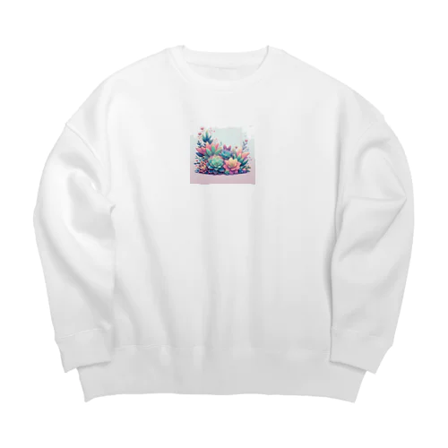 綺麗な多肉植物イラスト Big Crew Neck Sweatshirt