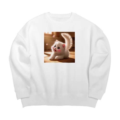 頬紅をしたような可愛い子猫SAKUCAT Big Crew Neck Sweatshirt