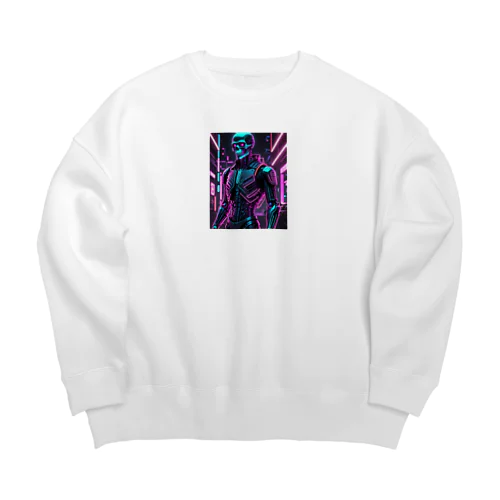 超クールな骸骨のサイバーパンクアート！ Big Crew Neck Sweatshirt