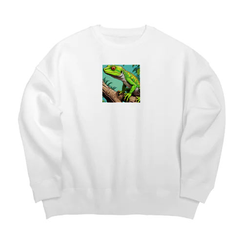 トカゲのリアルテイストグッズ Big Crew Neck Sweatshirt