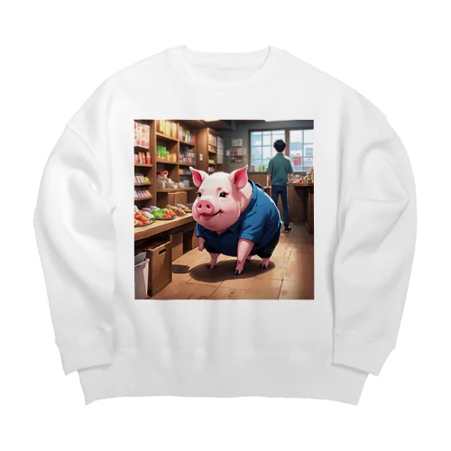 顧客との交渉をするミニブタ Big Crew Neck Sweatshirt