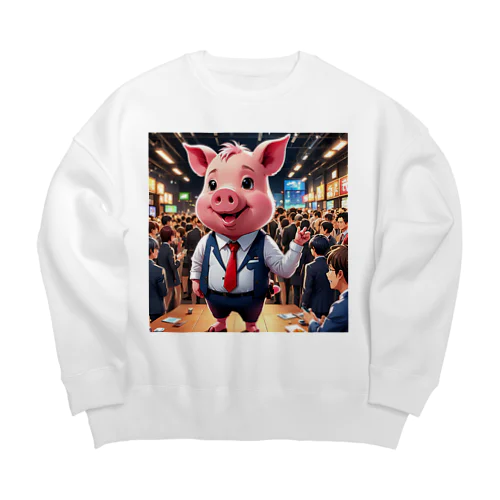 社内イベントの企画をするミニブタ Big Crew Neck Sweatshirt