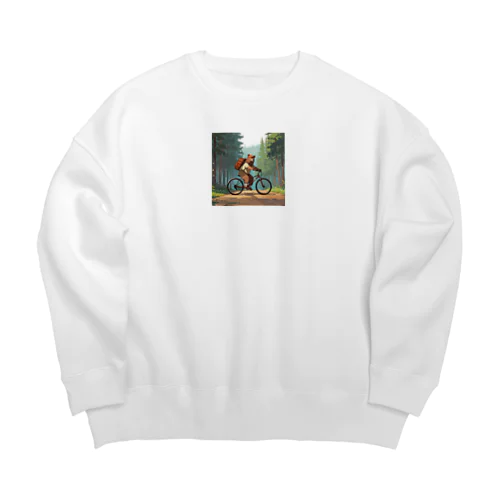 クマとサイクリング.. png Big Crew Neck Sweatshirt