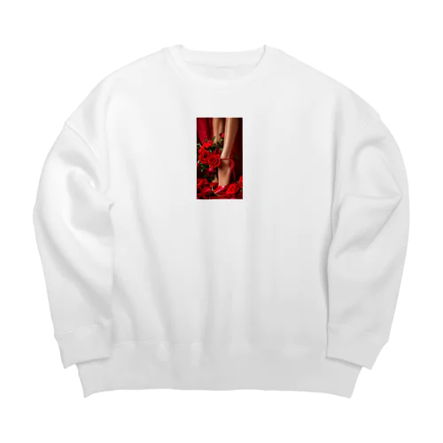 red Rose heel  Big Crew Neck Sweatshirt