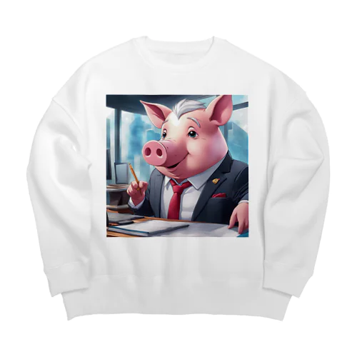 会社の業績を評価するミニブタ Big Crew Neck Sweatshirt