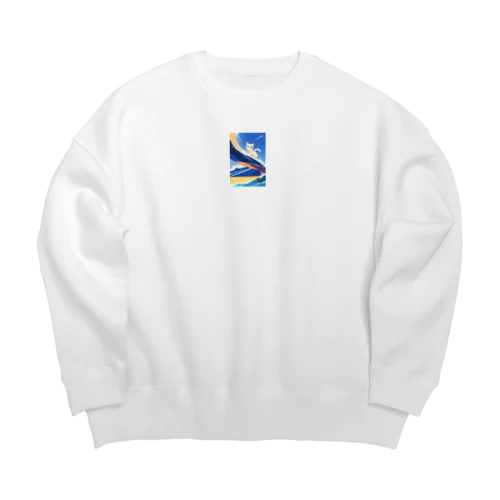 波乗りネコ Big Crew Neck Sweatshirt