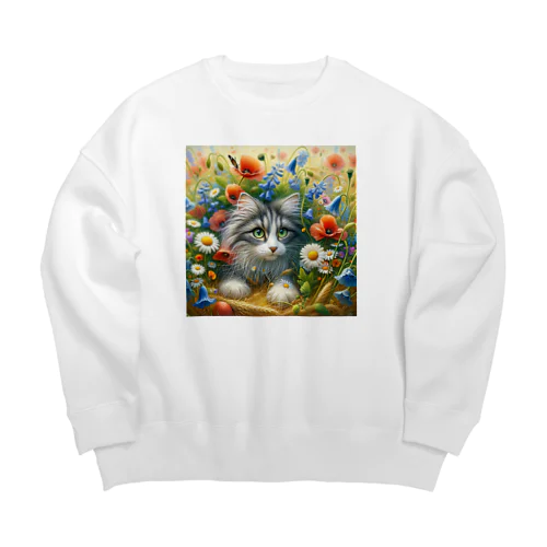 猫ちゃん Big Crew Neck Sweatshirt