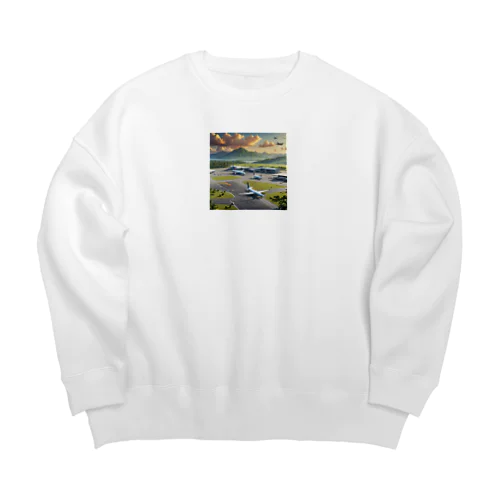 お洒落な常夏の空港風景 Big Crew Neck Sweatshirt