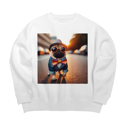 おしゃれなパグ2 Big Crew Neck Sweatshirt