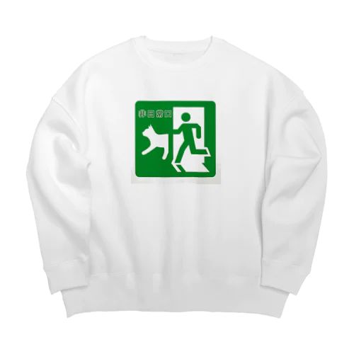 猫と非日常口 Big Crew Neck Sweatshirt