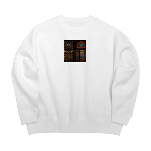 中東の宮殿のステンドグラス Big Crew Neck Sweatshirt