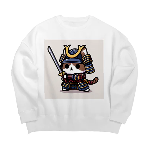 武士にゃんこ Big Crew Neck Sweatshirt