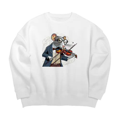 ヴァイオリンを弾くネズミ Big Crew Neck Sweatshirt