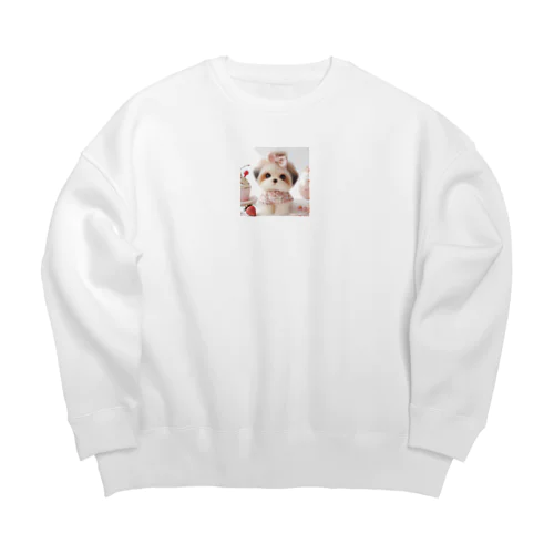 かわいい子犬 Big Crew Neck Sweatshirt