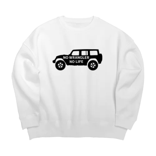 ノーラングラーノーライフ ジープ ブラック Big Crew Neck Sweatshirt