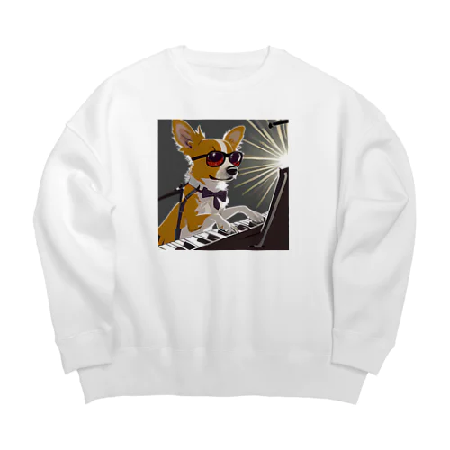 ピアニストわんちゃん Big Crew Neck Sweatshirt