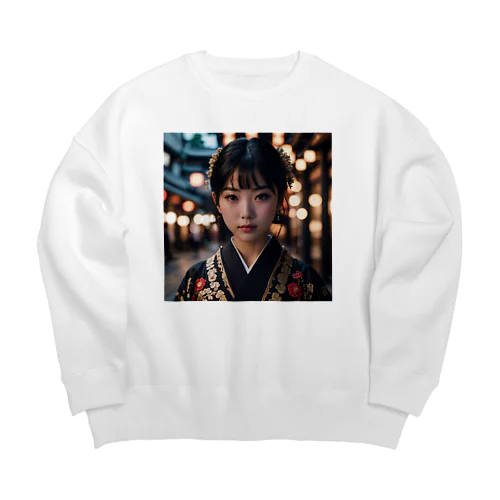 着物の少女 Big Crew Neck Sweatshirt