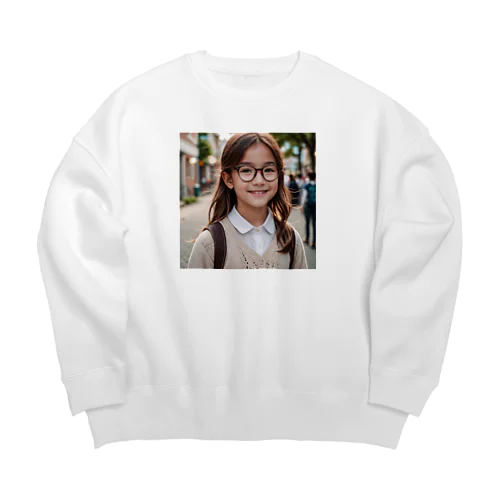 メガネの少女 Big Crew Neck Sweatshirt