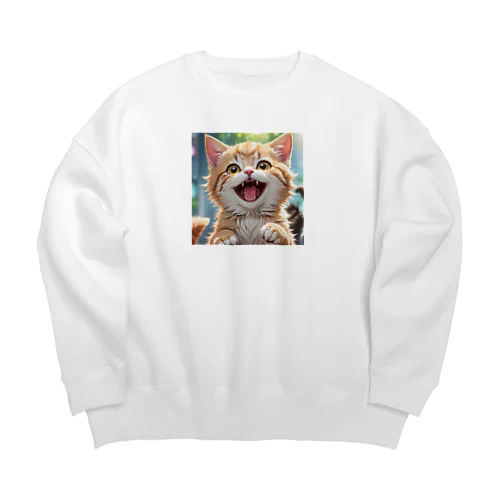 かわいい笑顔がたまらない子猫 Big Crew Neck Sweatshirt