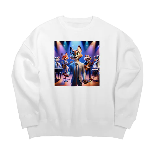 「グルーヴィー・フォックス・ジャズバンド」：アニマルズ・イン・スーツ Big Crew Neck Sweatshirt