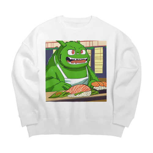 寿司職人を目指す緑の妖怪 Big Crew Neck Sweatshirt