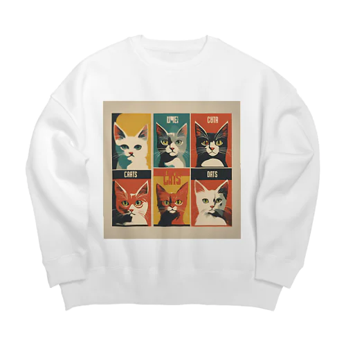 6匹の猫 Big Crew Neck Sweatshirt