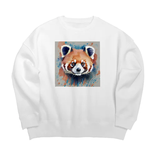 水彩風レッサーパンダ Big Crew Neck Sweatshirt