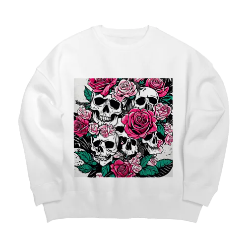 薔薇髑髏01 Big Crew Neck Sweatshirt