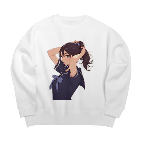 ポニーテールがセクシーな女の子　BLUE PLUM  691 Big Crew Neck Sweatshirt