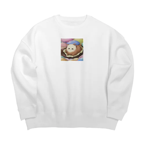 白い顔の猫ちゃん Big Crew Neck Sweatshirt