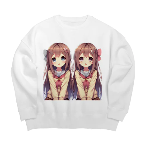 愛らしい可愛い双子の姉妹 Big Crew Neck Sweatshirt