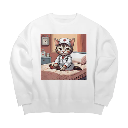 看護師気分の子猫1 Big Crew Neck Sweatshirt