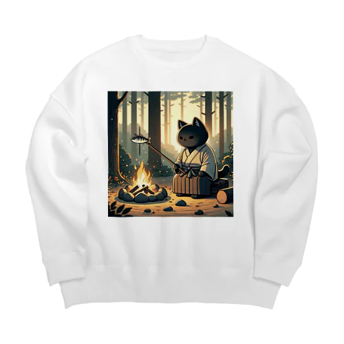 猫侍の晩御飯 Big Crew Neck Sweatshirt